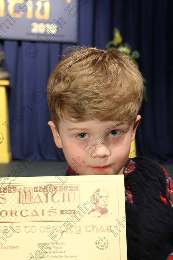 Feis21032018Wed37 
 37
3rd place Matthew De Baroid from Gaelscoil Uí Drisceoíl.
 Labhairt na Filíocht agus Míreanna Drámaíochta Class: 517: “Corn Helen” Bhéarslabhairt 7 Bliana D’Aois Nó Faoina –Roinn 1 Feis Maitiú 92nd Festival held in Fr. Mathew Hall. EEjob 21/03/2018 Picture: Gerard Bonus.