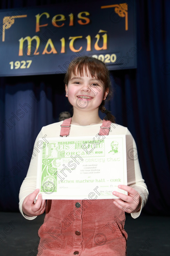 Feis06032020Fri05 
 5
Commended Aoife Gardiner from Ballyvolane.

Class:364: Solo Verse Speaking Girls 11Year sand Under

Feis20: Feis Maitiú festival held in Father Mathew Hall: EEjob: 06/03/2020: Picture: Ger Bonus.