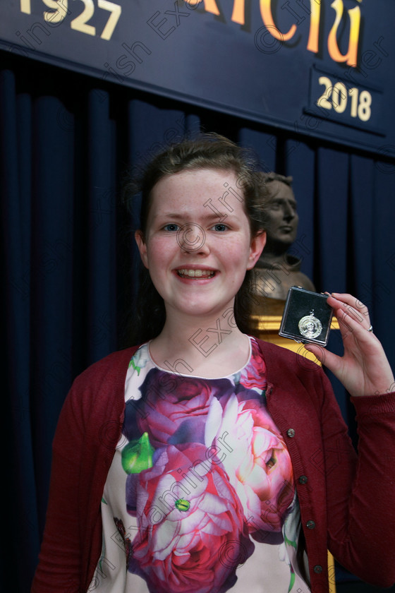 Feis26022018Mon07 
 7
Silver Medallist Elizabeth Dunne from Glounthaune.
 Speech and Drama Class: 364: Solo Verse Speaking Girls 11 Years and Under Section 2 Feis Maitiú 92nd Festival held in Fr. Mathew Hall. EEjob 26/02/2018 Picture: Gerard Bonus.