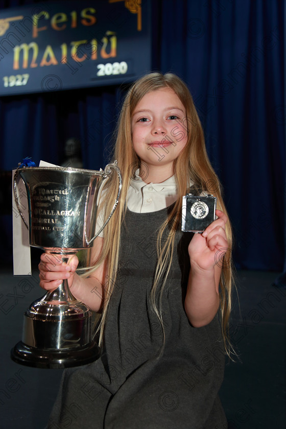 Feis10022020Mon50 
 50
Silver Medallist; Indya Szwarc from Shanballymore gave a Cup Winning Performance

Class:114: “The Henry O’Callaghan Memorial Perpetual Cup” Solo Action Song 10 Years and Under

Feis20: Feis Maitiú festival held in Father Mathew Hall: EEjob: 10/02/2020: Picture: Ger Bonus.