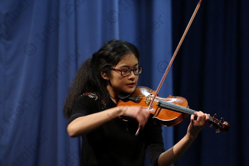 Feis31012018Wed40 
 40
Megan Chan from Blackrock performing Bruch, Violin Concerto 1st movement.
 Instrumental Music; Class: 236 “The Shanahan & Co. Perpetual Cup”: Advance Violin, one movement from a Concerto; Feis Maitiú 92nd Festival held in Fr. Matthew Hall. EEjob 31/01/2018. Picture: Gerard Bonus.