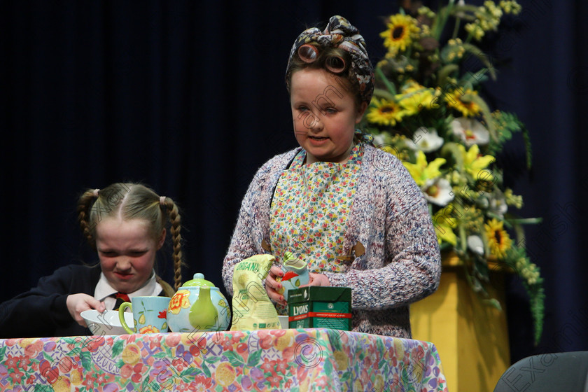 Feis24032018Sat27 
 25~27
Aisling Lombad and Ava Collins performing “Maddy Alone”.
 Speech and Drama Class: 312: Dramatic Duo 10 Years and Under Feis Maitiú 92nd Festival held in Fr. Mathew Hall. EEjob 24/03/2018 Picture: Gerard Bonus